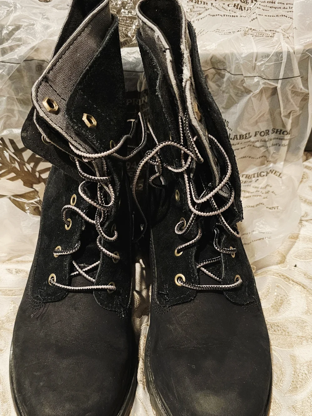 Timberland Black Suede Lace-Up Lug Sole Boots